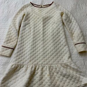 Sail to Sable 1x Dot Textured Ruffle Hem Dress Cream - Size S